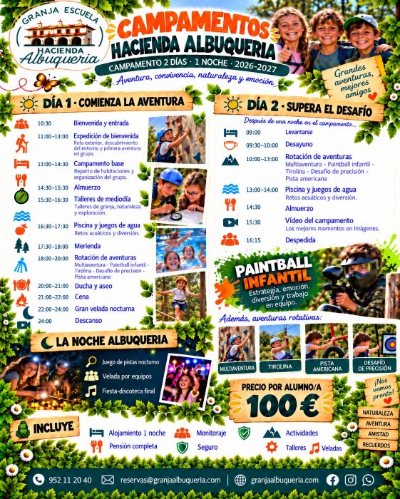 Programa completo del campamento de 2 días