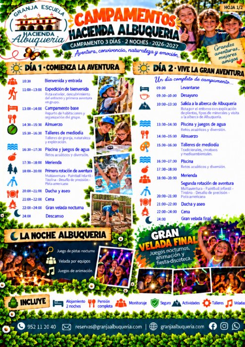 Programa completo del campamento de 3 días