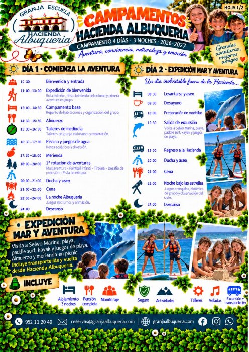 Programa completo del campamento de 4 días