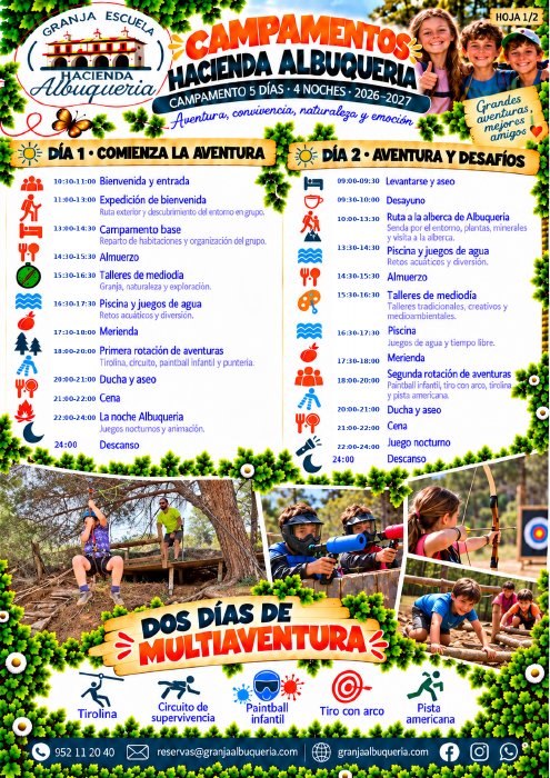 Programa completo del campamento de 5 días